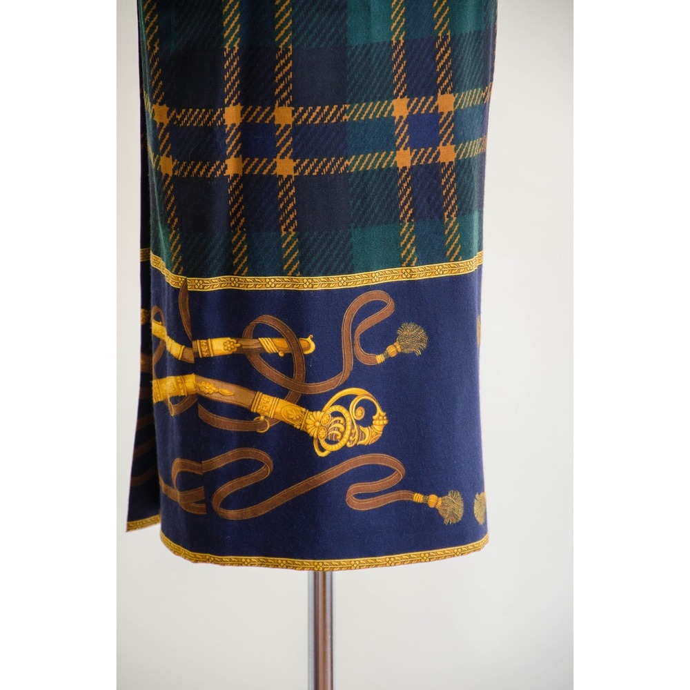 Ann Taylor green plaid wool wrap skirt 90s vtg equestrian novelty print skirt - Picture 4 of 8
